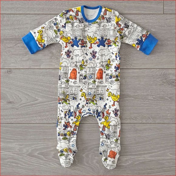 Land of Nod Crate Kids Sesame Street Comics Footie - Picture 1 of 2